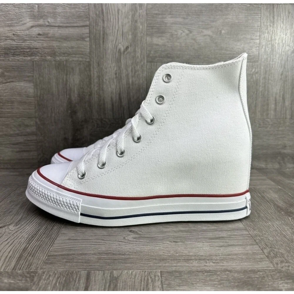 Converse Chuck Taylor All Star Lux Women 10 White New Wedge High Top A11908C - Picture 2 of 8